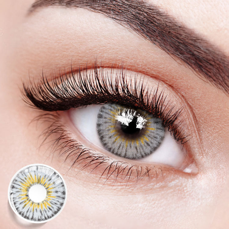 Wearing Wildness Wolf Blue-G colored contact lenses